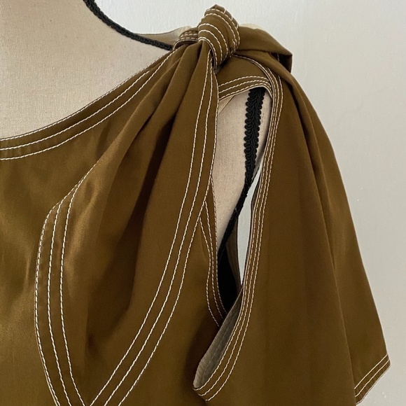 Chloé Brown White Details Cold Shoulder Blouse S - Picture 3 of 12